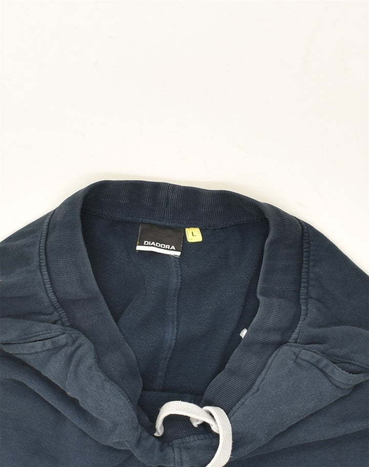 DIADORA Womens Tracksuit Trousers UK 14 Large Navy Blue Cotton | Vintage Diadora | Thrift | Second-Hand Diadora | Used Clothing | Messina Hembry 