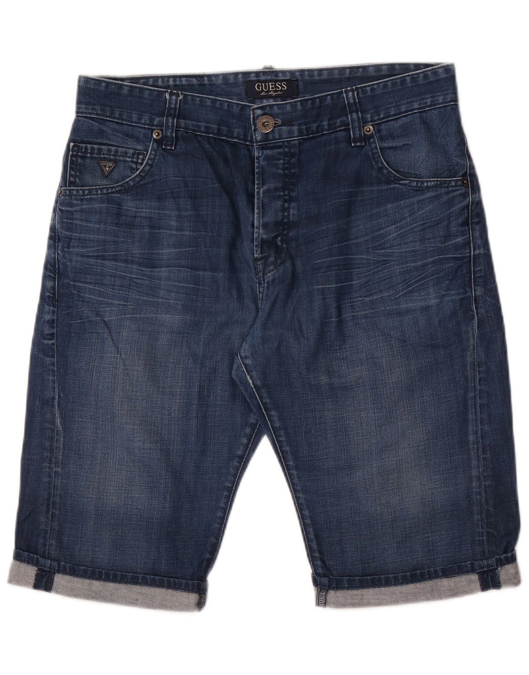 Pantaloncini di jeans da uomo Guess W31 in cotone blu medio