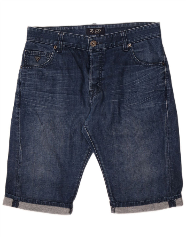 Pantaloncini di jeans da uomo Guess W31 in cotone blu medio