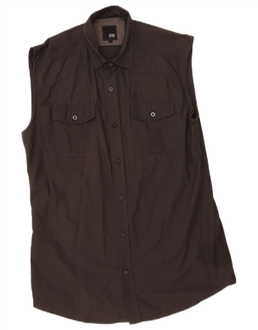 Camicia senza maniche grafica da uomo Jack & Jones in cotone grigio medio