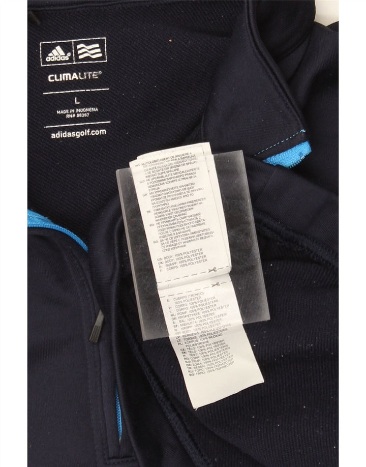 Adidas Uomo Climalite Zip Neck Felpa Maglione Grande Blu Navy Poliestere