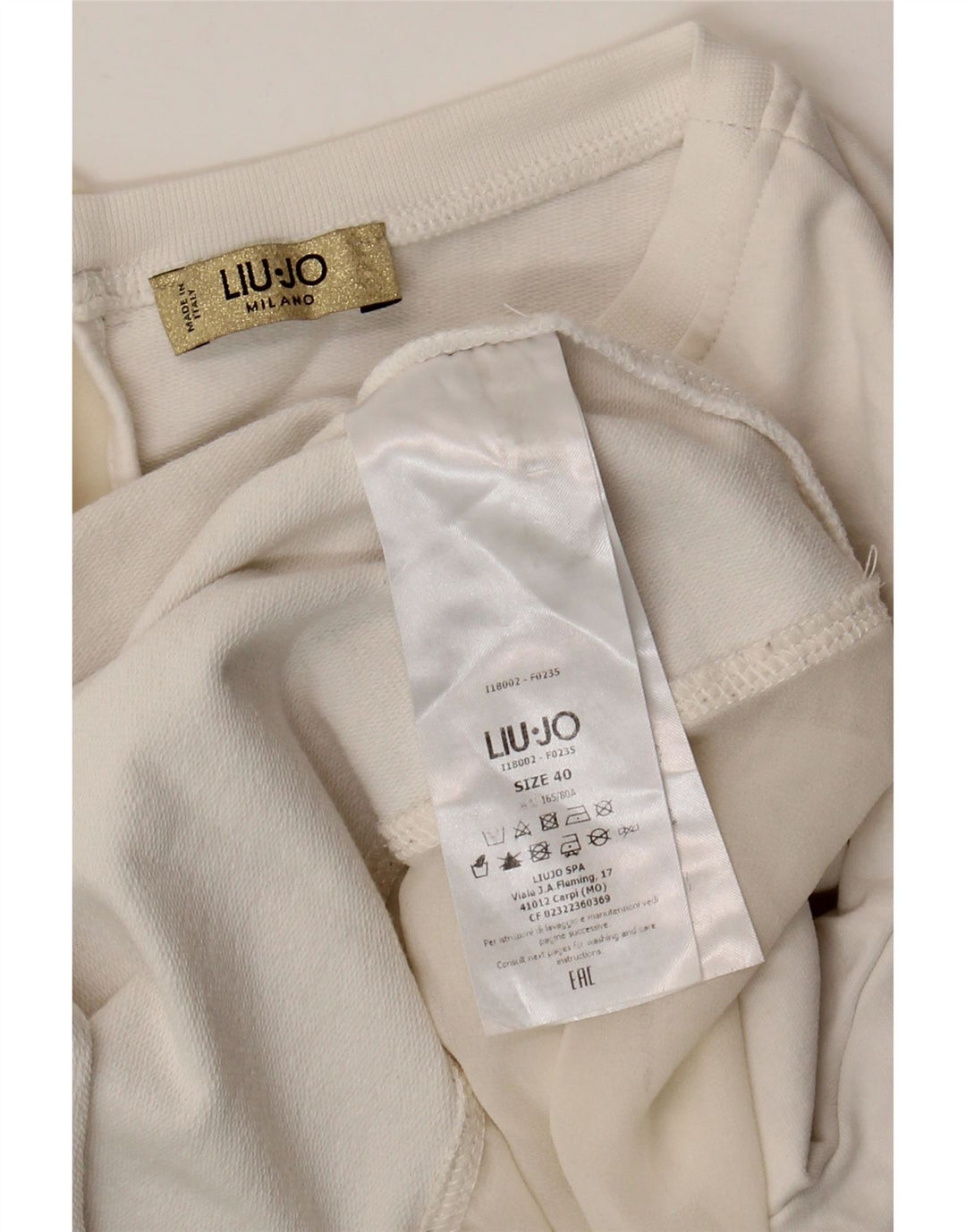 Felpa Donna Liu Jo Manica 3/4 Maglia IT 40 Small Cotone Bianco