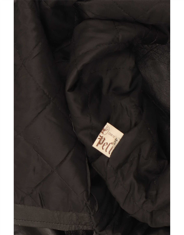 Cappotto in pelle vintage da donna vestibilità ampia IT 40 piccolo nero