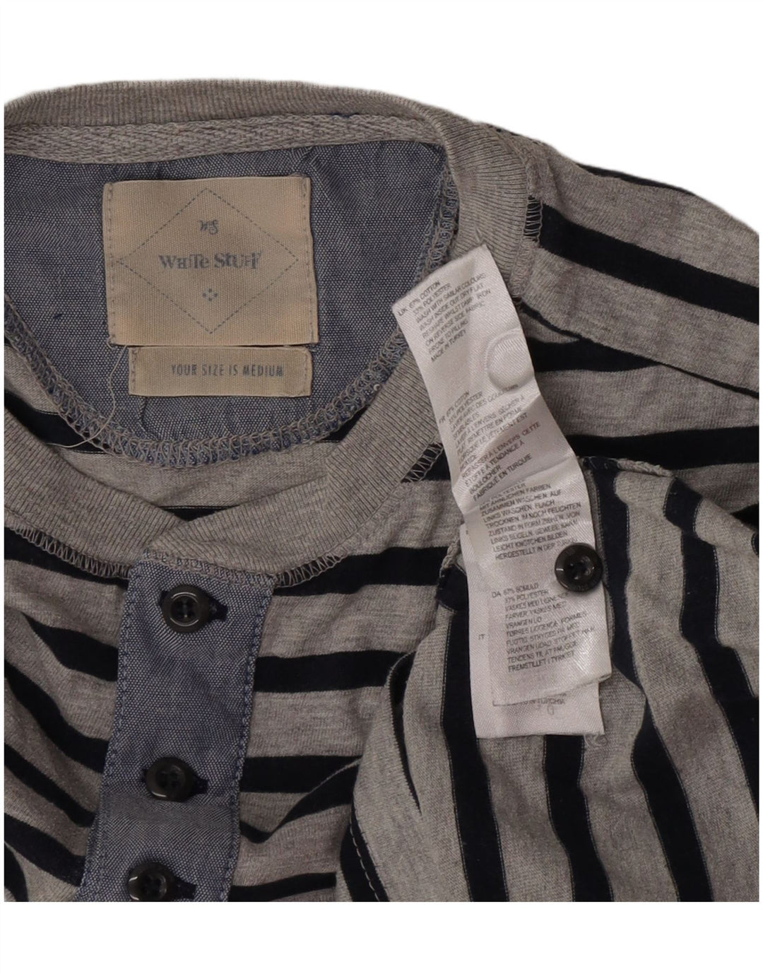 Top da uomo a maniche lunghe White Stuff in poliestere a righe grigio medio