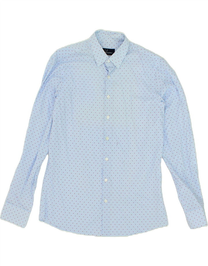 VINTAGE Mens Shirt Medium Blue Pinstripe Cotton Vintage Vintage and Second-Hand Vintage from Messina Hembry 