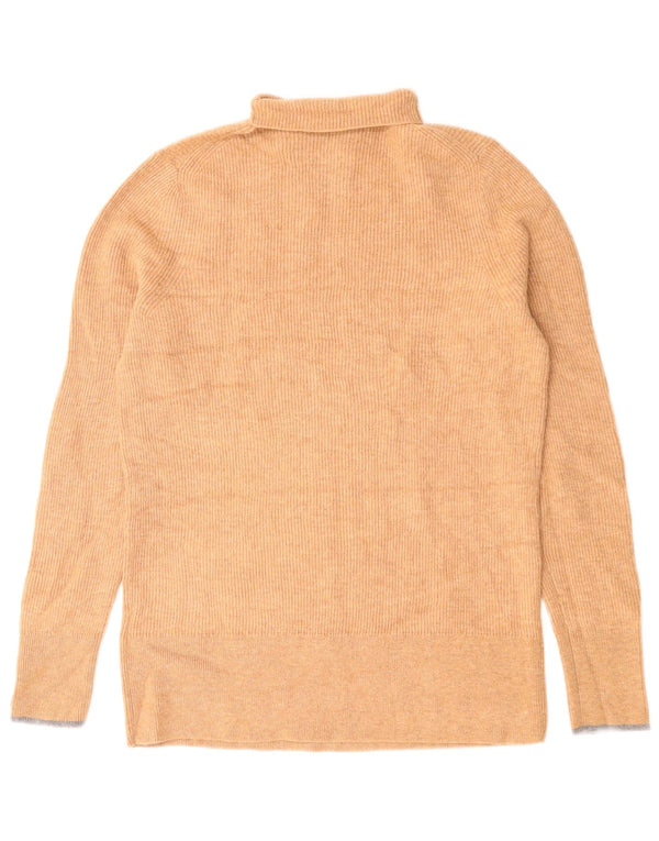Maglione maglione a collo alto da donna Calvin Klein UK 14 Large Beige Lana