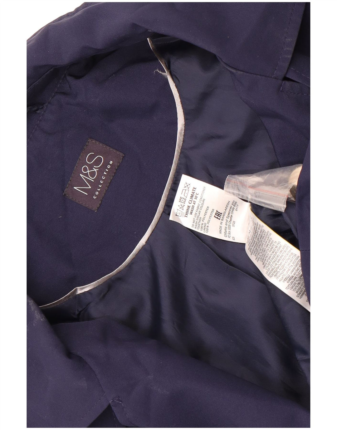 Trench corto da donna Marks & Spencer UK 22 3XL poliestere blu navy