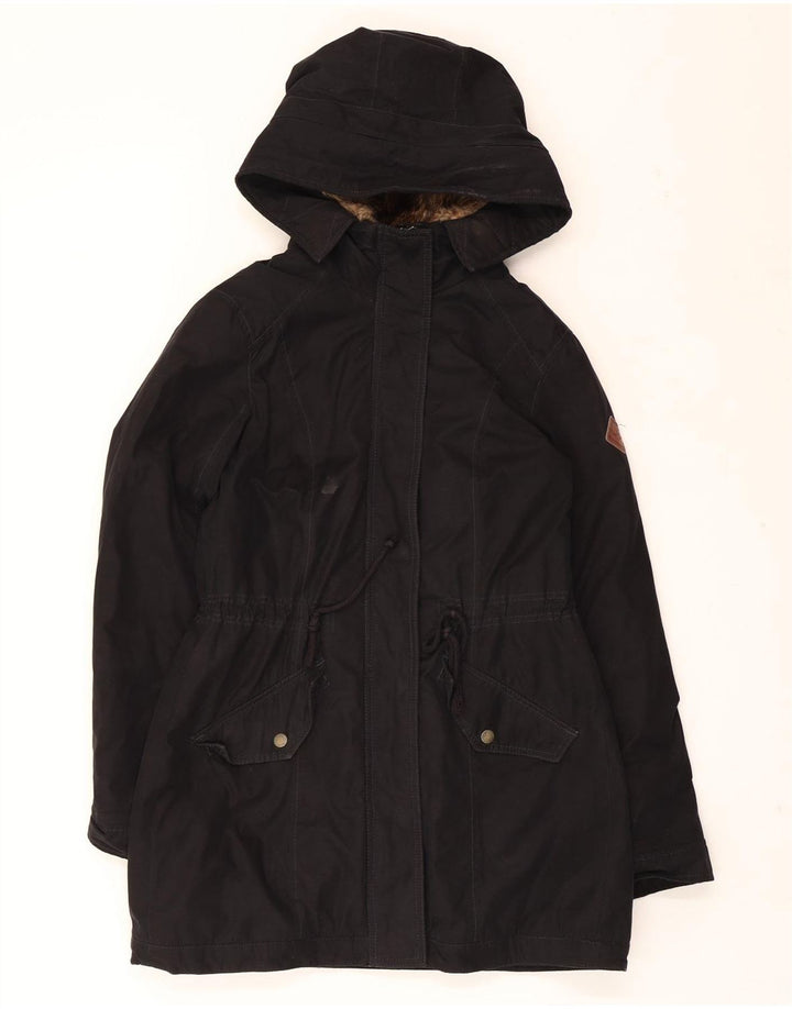 Giacca parka con cappuccio da donna HOLLISTER UK 14 poliestere nero medio