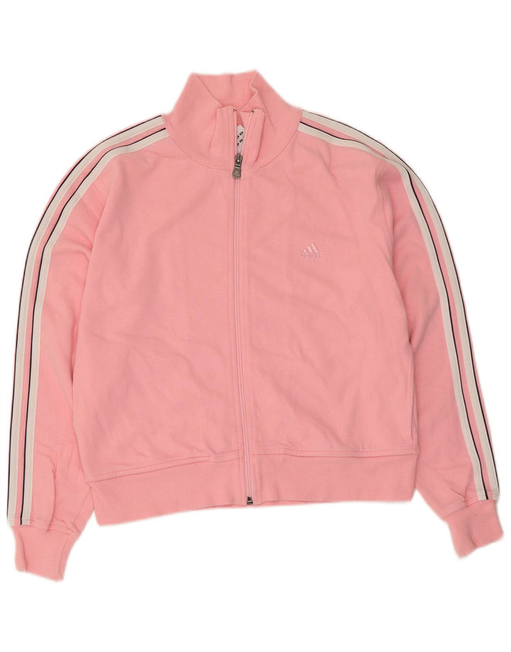 Giacca da ginnastica corta da donna Adidas UK 14 cotone rosa medio
