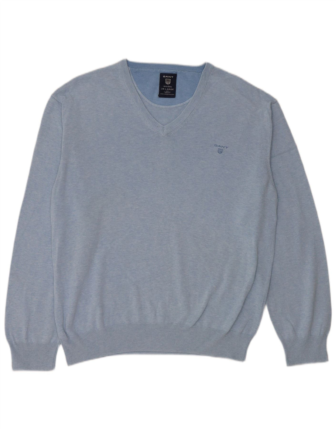 Maglione maglione da uomo con scollo a V Gant 2XL cotone blu