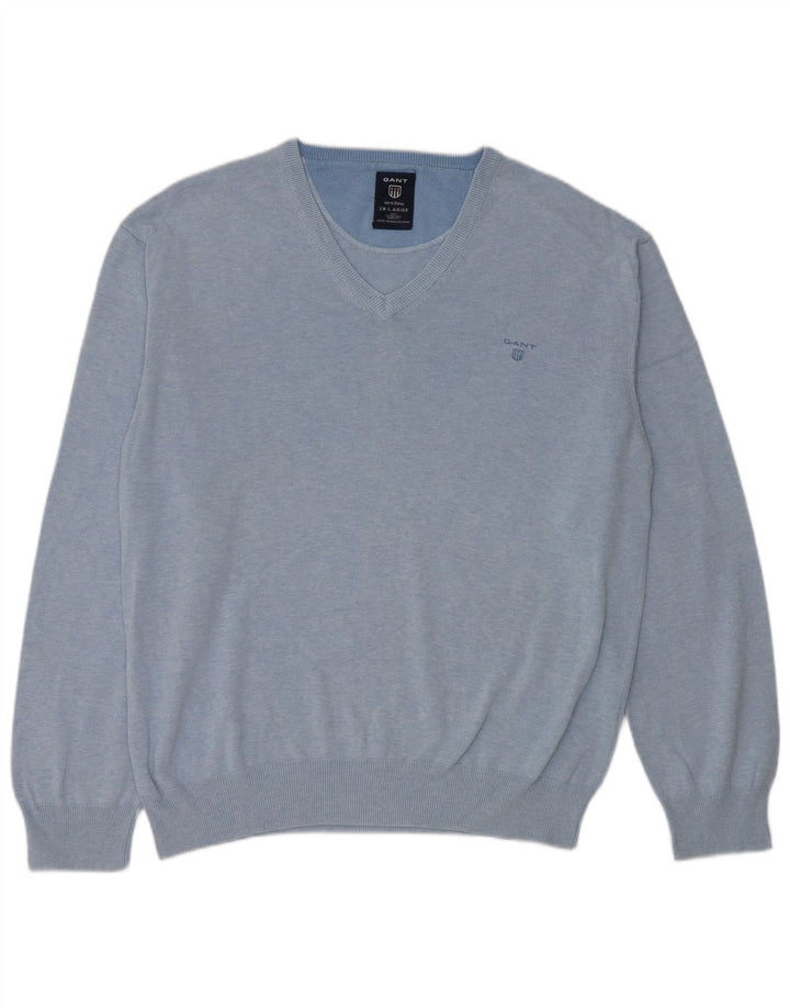 Maglione maglione da uomo con scollo a V Gant 2XL cotone blu