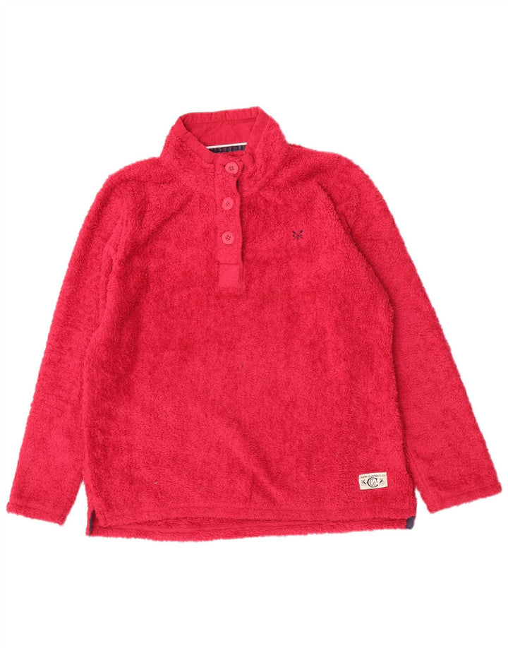 Crew Clothing Maglione in pile da donna con collo a bottoni UK 14 Grande poliestere rosa