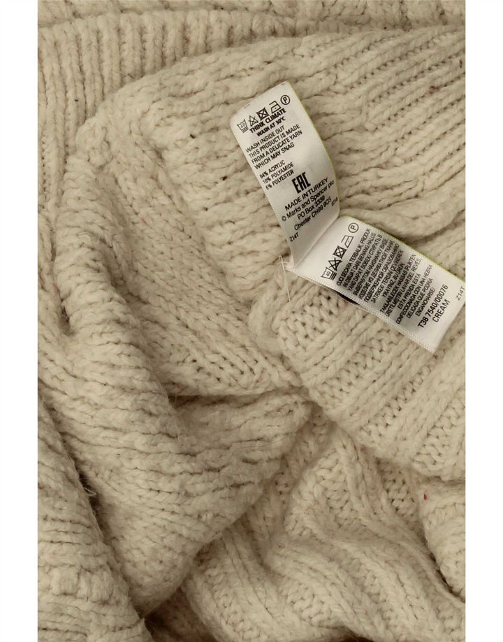 Maglione cardigan oversize da donna Marks & Spencer UK 10 piccolo acrilico beige