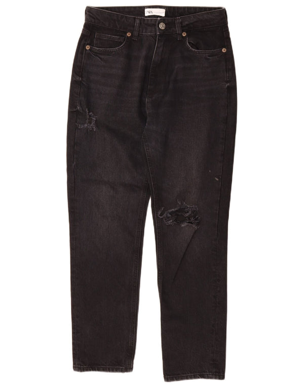Jeans affusolati a vita alta effetto consumato da donna Zara EU 40 medio W30 L29 grigio