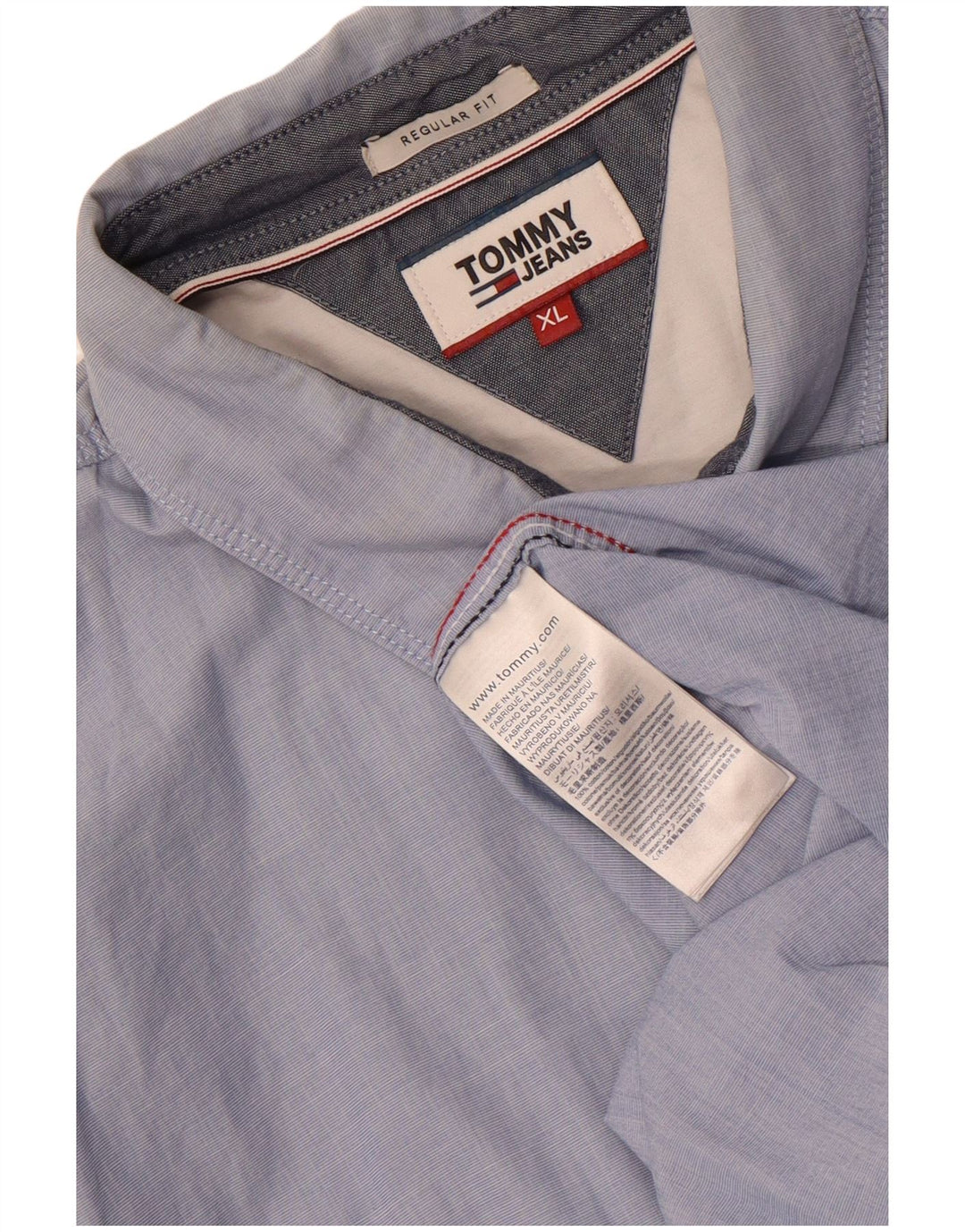 Camicia da uomo Regular Fit Tommy Hilfiger XL in cotone blu