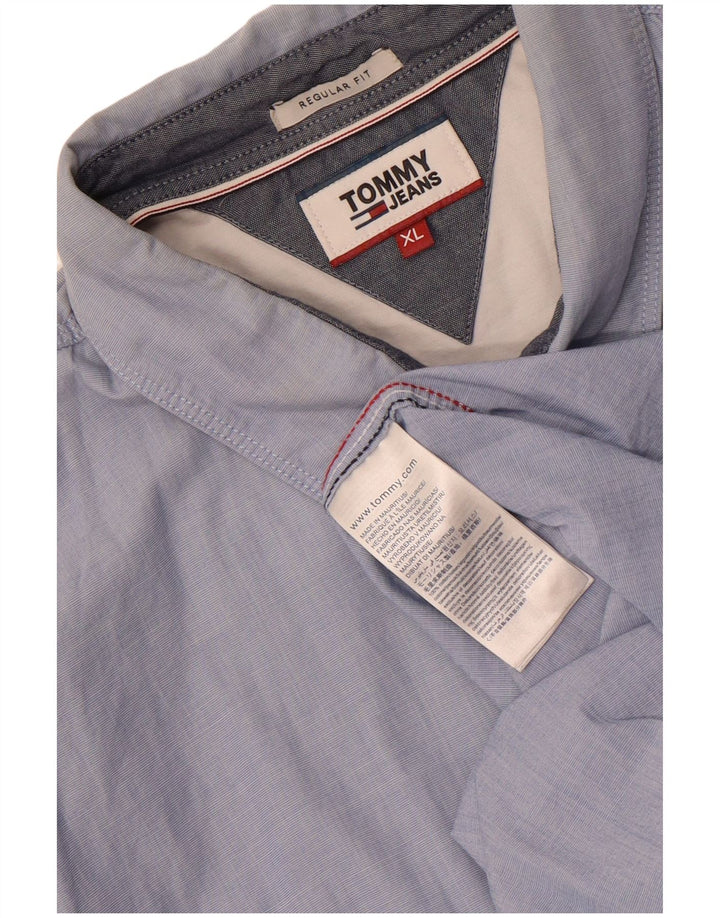 Camicia da uomo Regular Fit Tommy Hilfiger XL in cotone blu