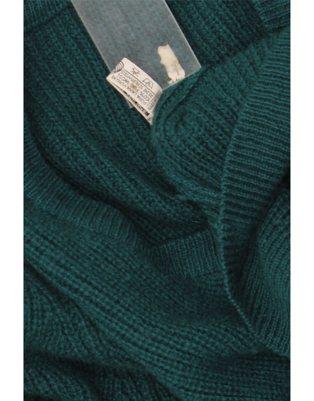 Maglione cardigan da uomo vintage in lana verde grande