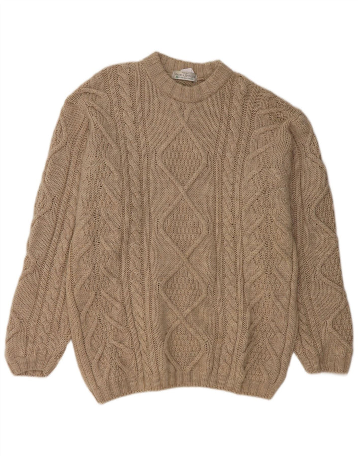 Maglione maglione girocollo da uomo Marks & Spencer in lana vergine beige medio