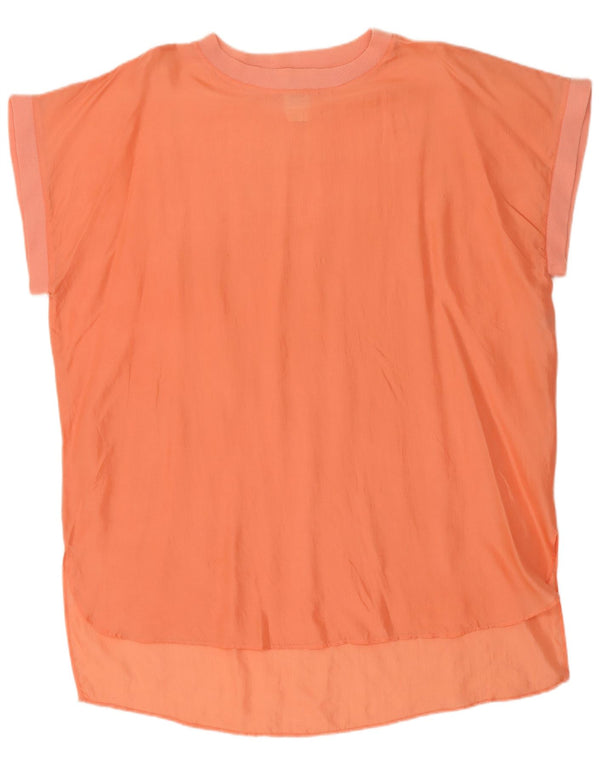 Abito a trapezio vintage da donna UK 20 2XL seta arancione