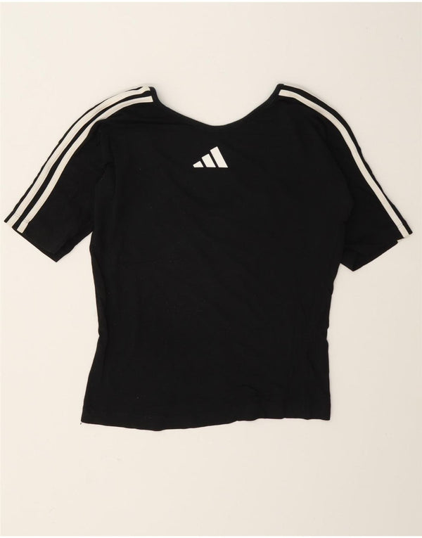 T-shirt grafica corta da donna Adidas UK 12 cotone medio nero