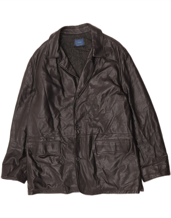 Giacca in pelle vintage da uomo IT 52 XL in pelle nera
