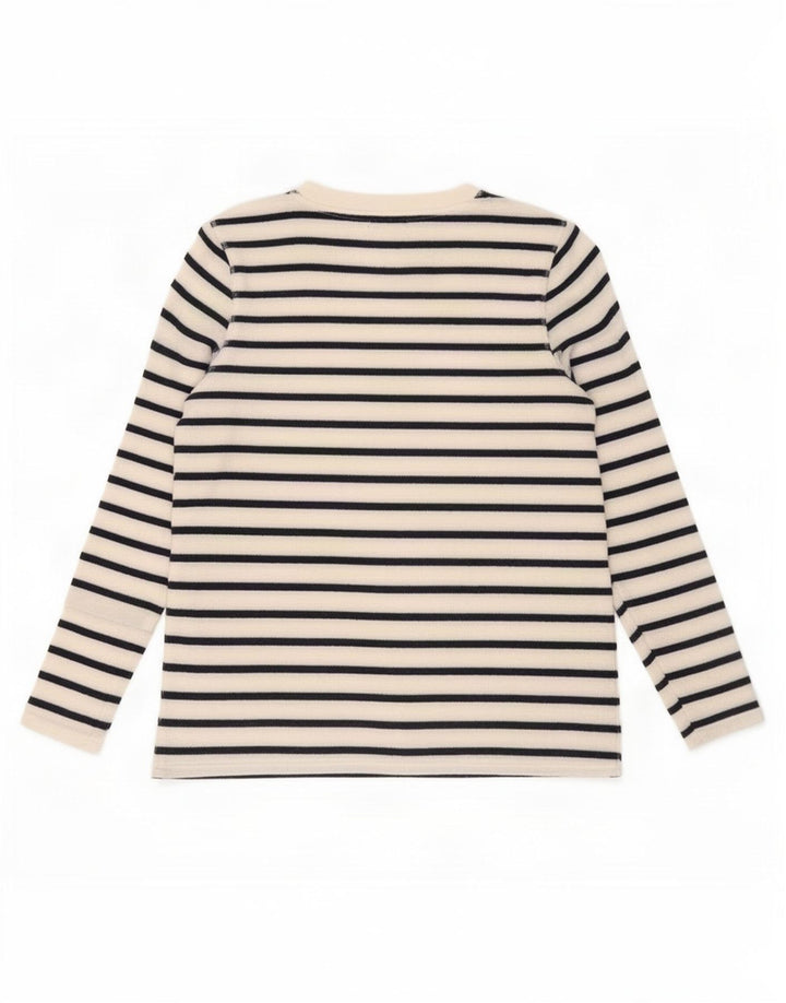 Marks & Spencer Top da donna a maniche lunghe UK 12 Medium Navy Blue Striped