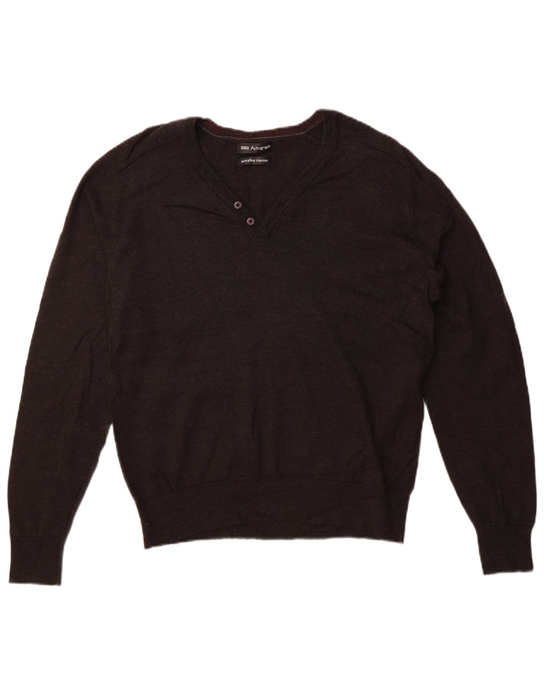 Maglione da donna con scollo a V autografo Marks & Spencer UK 16 grande grigio