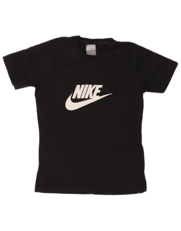 T-shirt grafica da donna NIKE Top UK 8/10 piccola in cotone nero