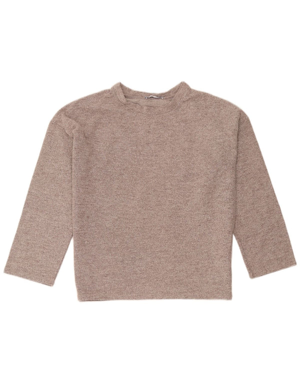Top Zara Trafaluc da donna oversize a maniche lunghe UK 10 piccolo marrone screziato