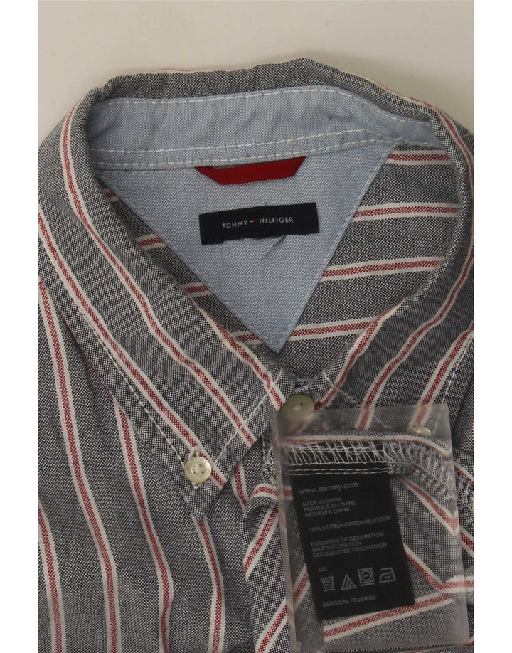 Camicia da uomo Tommy Hilfiger in cotone gessato grigio medio