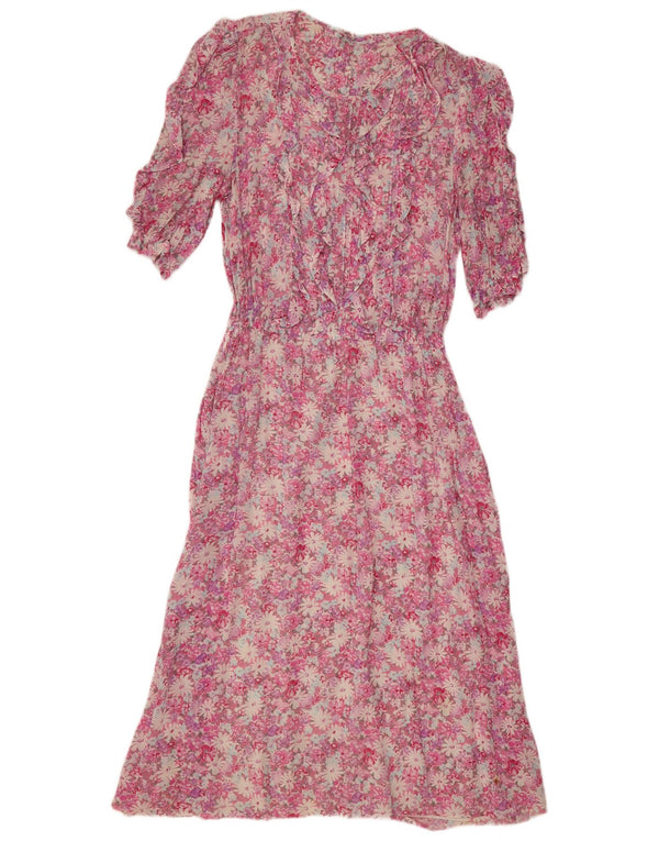 Abito lungo da donna BETTY BARCLAY UK 12 Viscosa floreale rosa medio