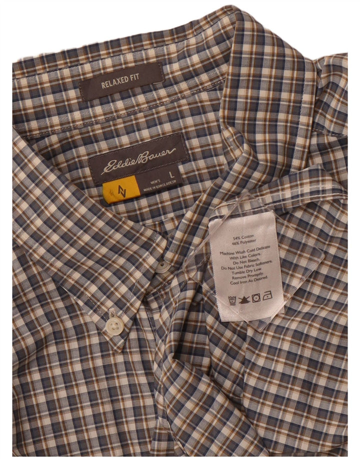 EDDIE BAUER Camicia da uomo dalla vestibilità rilassata, cotone a quadri blu grande