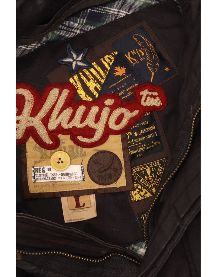 Giacca imbottita con cappuccio da uomo KHUJO UK 40 grande poliestere color block nero