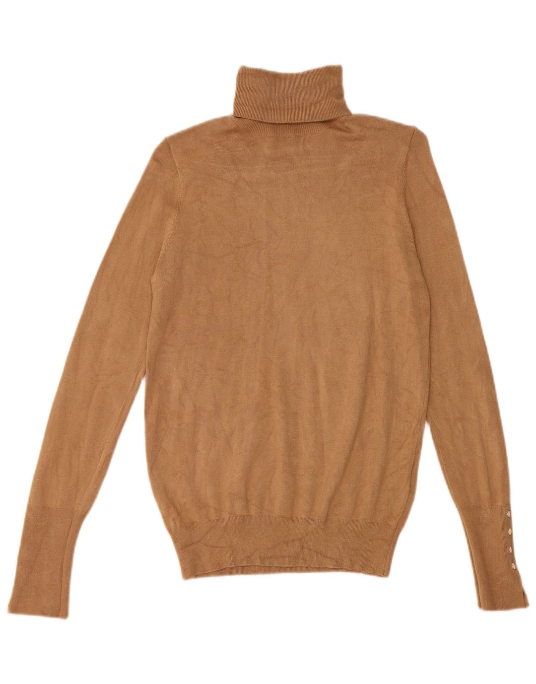 Maglione maglione a collo alto da donna Zara UK 10 piccolo in viscosa marrone