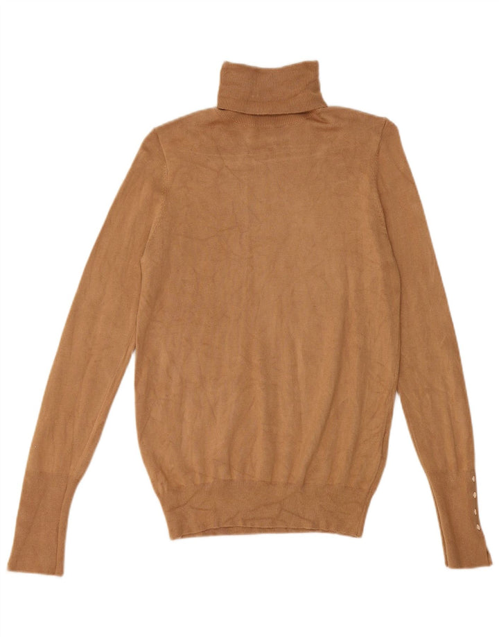 Maglione maglione a collo alto da donna Zara UK 10 piccolo in viscosa marrone