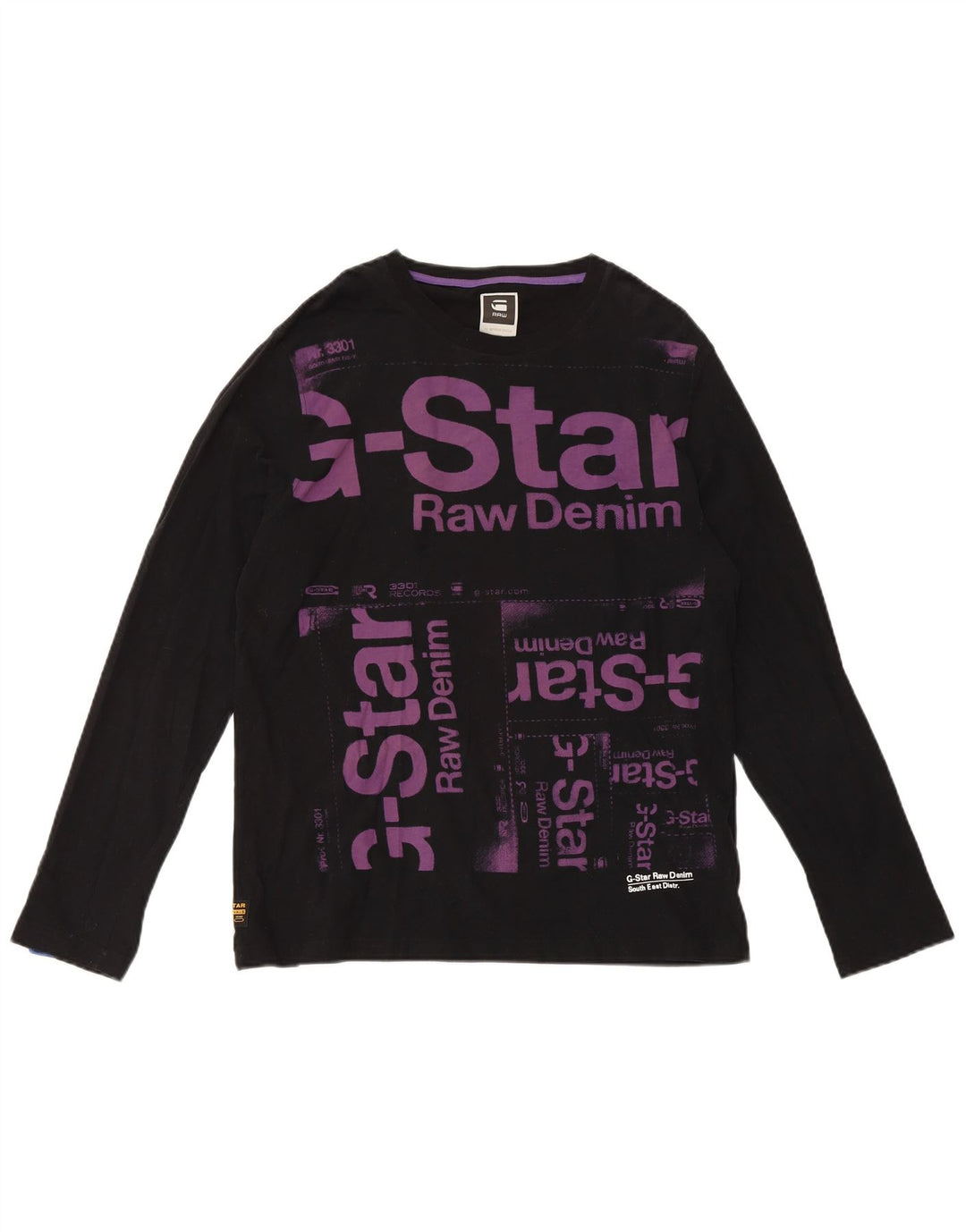 Top grafico da uomo G-Star a maniche lunghe in cotone nero grande