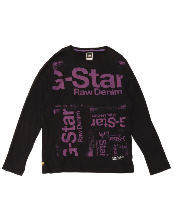 Top grafico da uomo G-Star a maniche lunghe in cotone nero grande