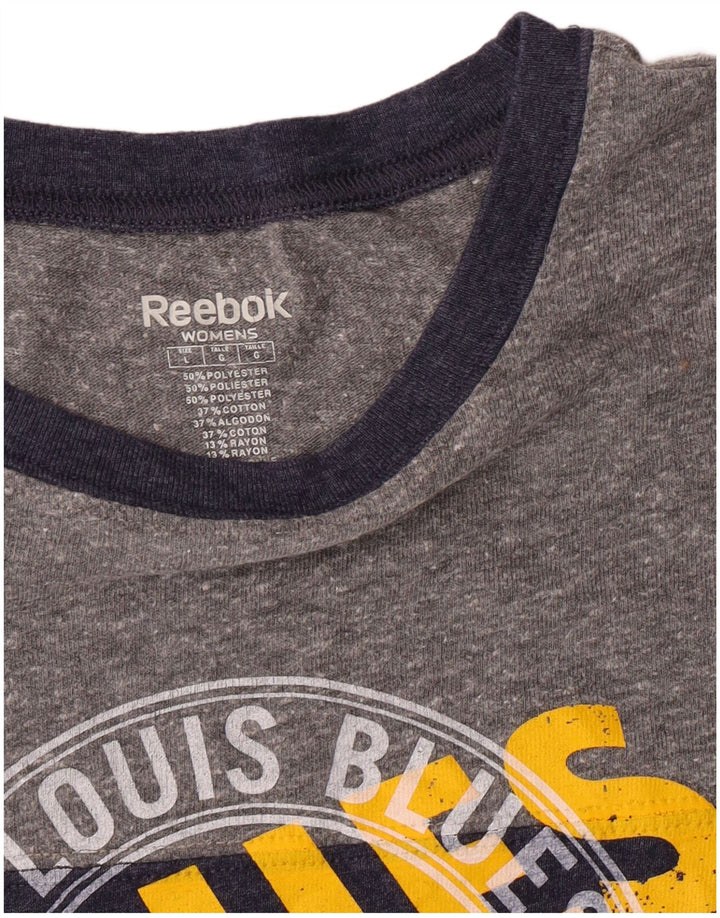 T-shirt grafica da donna Reebok Top UK 14 Large blu navy in poliestere