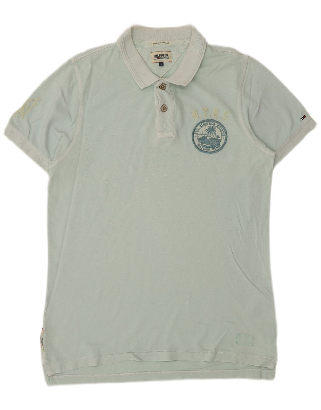 TOMMY HILFIGER Polo grafica da uomo grande in cotone blu