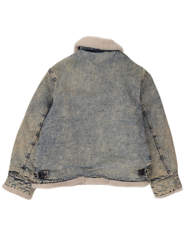 Giacca in denim Sherpa da uomo Rifle UK 40 Large Blue Cotton Retro