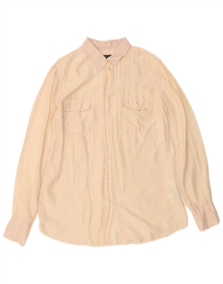 Camicetta camicia da donna FRED PERRY UK 14 Large Beige Seta