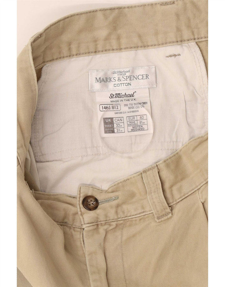 Pantaloni chino con pegged da uomo Marks & Spencer W32 L31 in cotone beige
