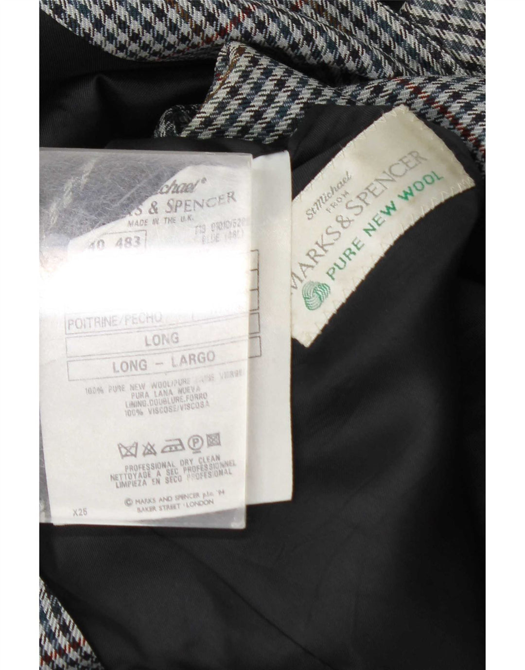 Giacca blazer a 2 bottoni da uomo Marks & Spencer UK 46 XL lana a quadri blu