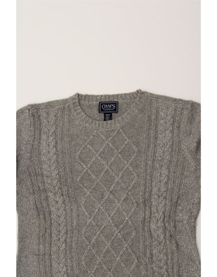 CHAPS Womens Classics Crew Neck Jumper Sweater UK 12 Medium Grey Vintage Chaps and Second-Hand Chaps from Messina Hembry 