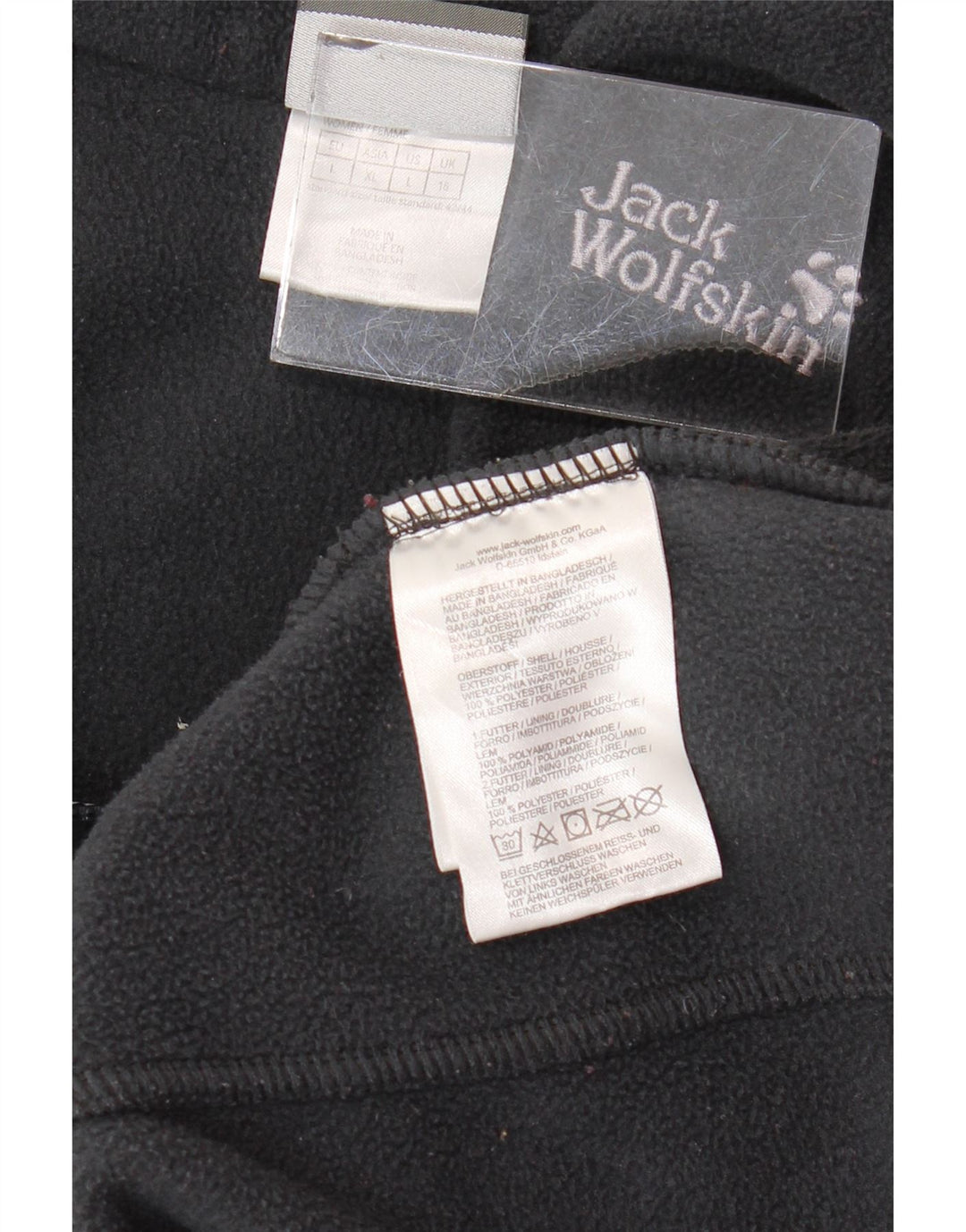 JACK WOLFSKIN Cappotto giacca a vento in pile da donna UK 16 Large Blu Navy