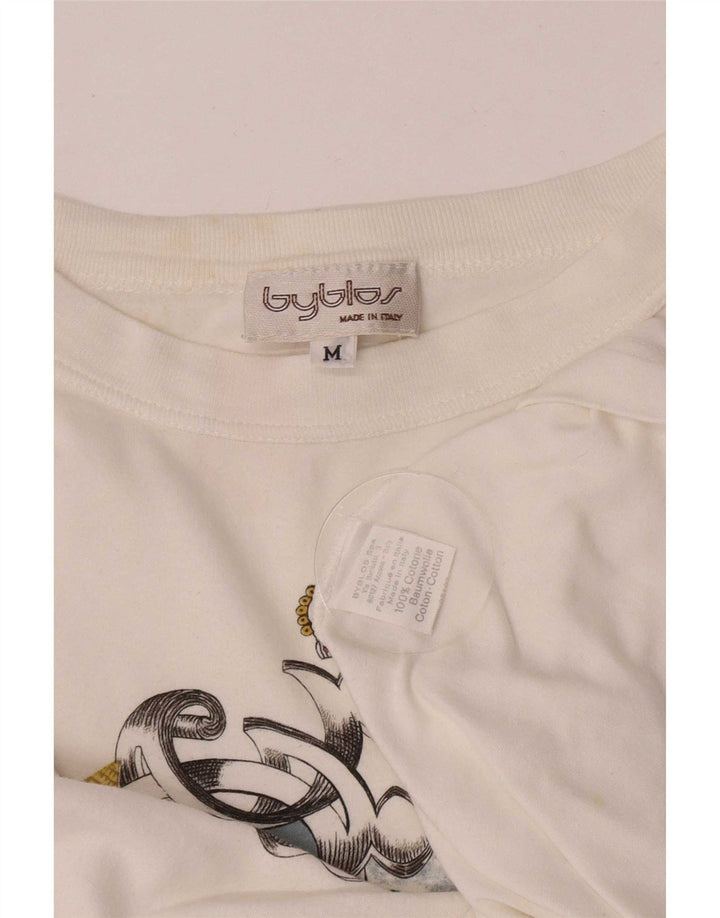 T-shirt grafica da uomo Byblos Top in cotone bianco medio
