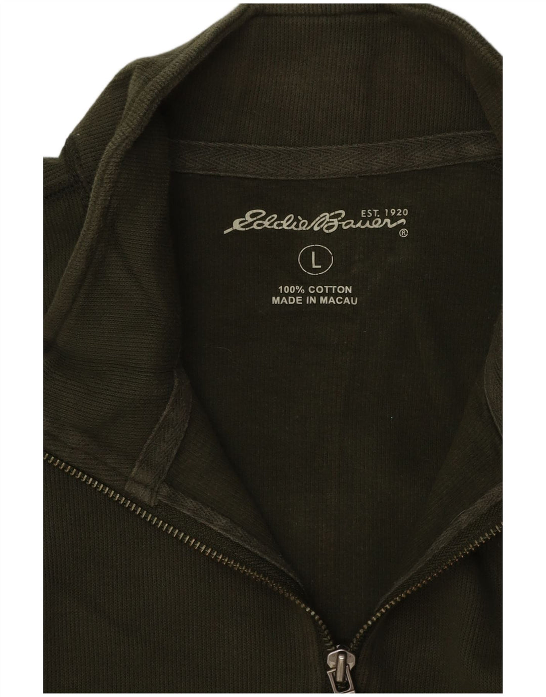 Felpa da uomo con collo con zip Eddie Bauer, maglione grande, cotone verde