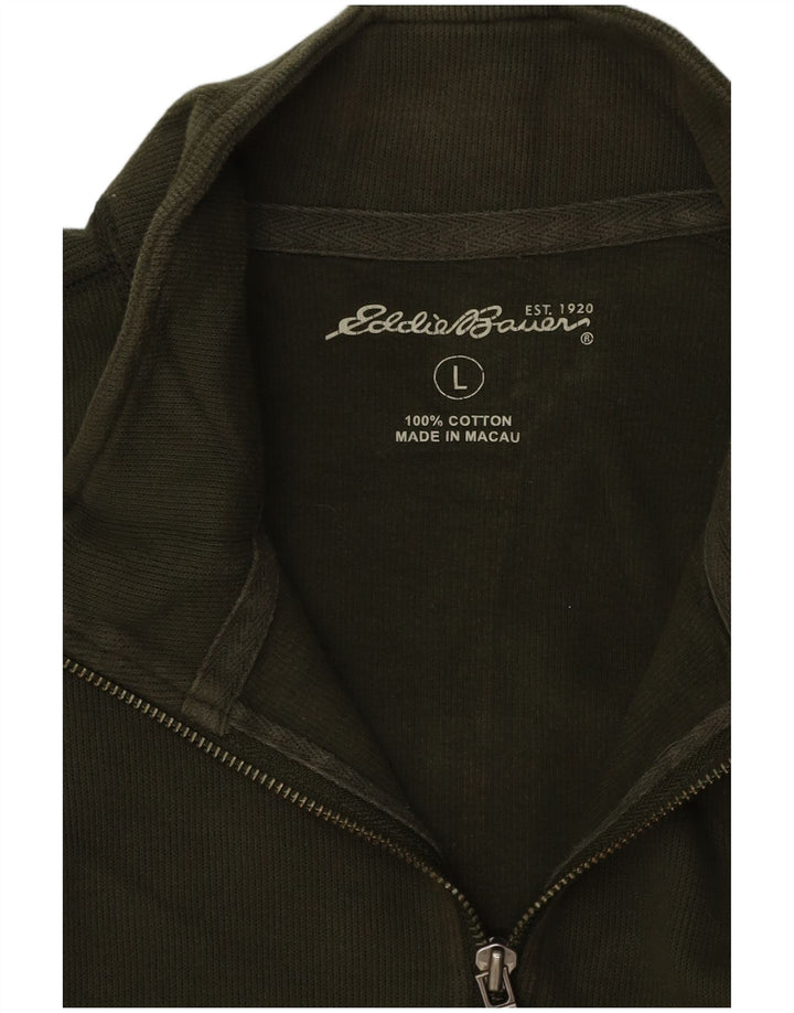 Felpa da uomo con collo con zip Eddie Bauer, maglione grande, cotone verde