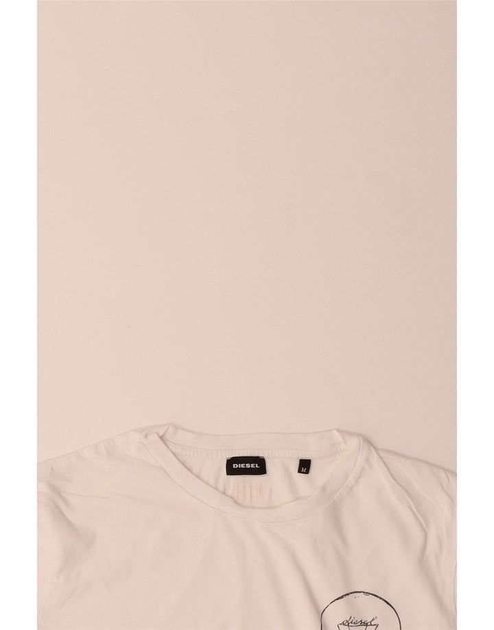 DIESEL Mens Graphic T-Shirt Top Medium White