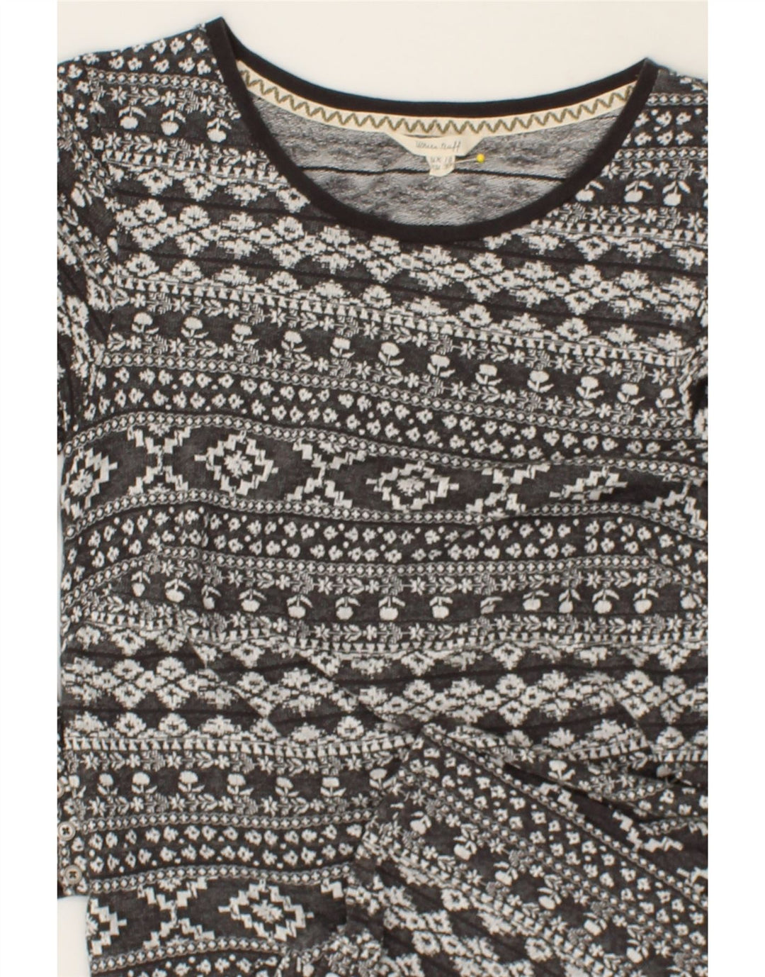FAT FACE Womens 3/4 Sleeve Basic Dress UK 10 Small Grey Fair Isle Cotton Vintage Fat Face and Second-Hand Fat Face from Messina Hembry 
